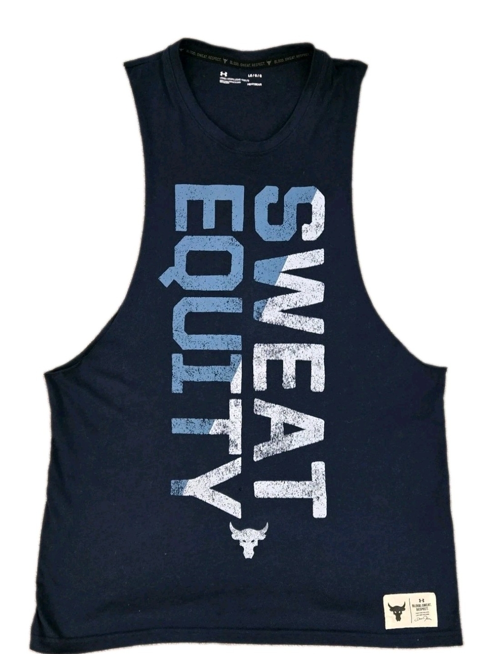Under Armour Project Rock Sweat Equity Tank Top Navy Blue Size Large GUC